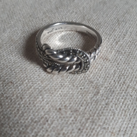 Marc Sterling Silver & Marcasite Twisted Rope Ring - Picture 5 of 9